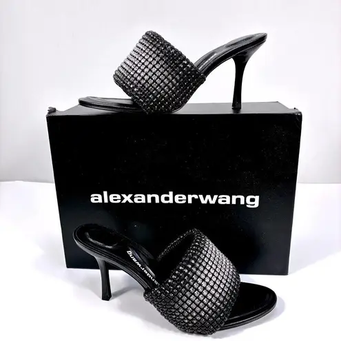 Alexander Wang Heiress Crystal Mesh Slide Sandals Black Aged 39 EU NEW