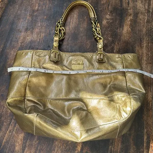 Coach  Madison gold metallic and chain baby blue lining bag