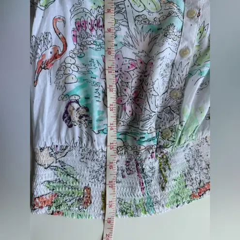 Maeve Anthropologie Rosa Paint By Numbers Print Smocked Blouse Size XS