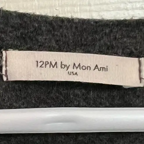 12 Pm By Mon Ami Gray and Red Plaid Detail Long Sleeve Tee Sz Small to Medium