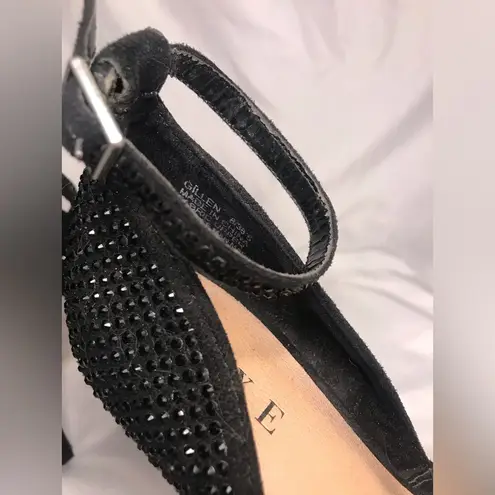 Luxe x JustFab Black Platform Stiletto Pump Rhinestone Ankle Strap Size 8