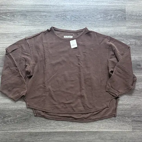 We The Free  Eclipse Tee French Chocolate Brown Sweatshirt Ribbed Oversized