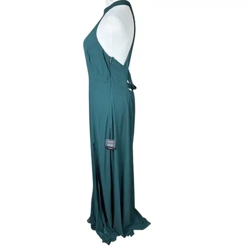 NWT Lulus Women's XL Confidently Charismatic Emerald Backless Halter Maxi Dress Green