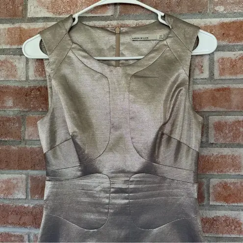 Karen Millen Metallic Champagne Gold Cocktail Dress Women’s 4 Fit Flare