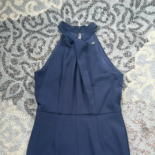 Julia Jordan Knot Neck Halter Jumpsuit Navy 6