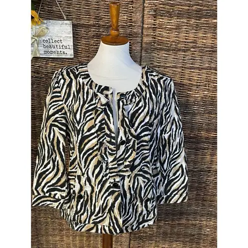 Charter Club Zebra Print Women’s Shacket-Style Jacket/Blazer Top/Gold Button Acc - Image 11