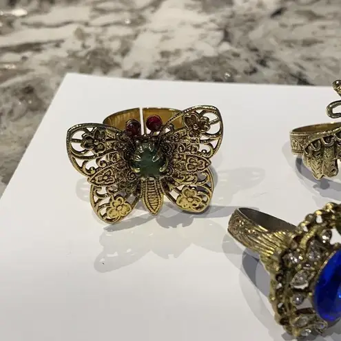 Lot Of 3 Beautiful Adjustable Ornate Women's Costume Rings