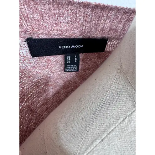 VERO MODA Marled Pink Pullover Sweater Soft Textured Knit Long Sleeve Women's L