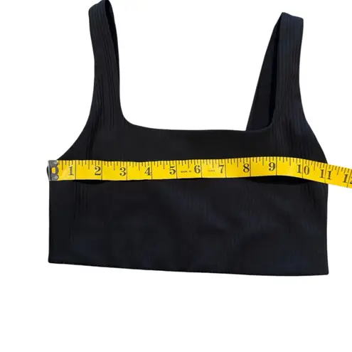 Girlfriend Collective Tommy Ribbed Cropped Top Athletic Sports Bra Black XXS