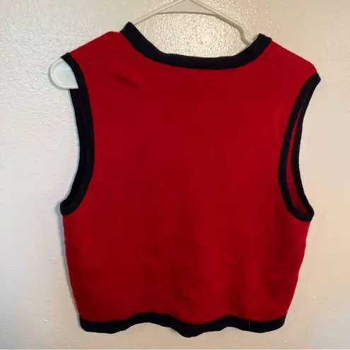 Talbots Vintage  Sweater Vest Red Navy