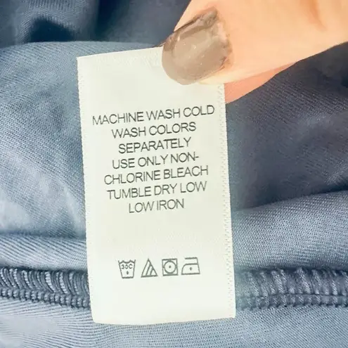 Woman Within Size 18W Blue Floral Velvet Velour Dress 3/4 Sleeve Stretch Pocket