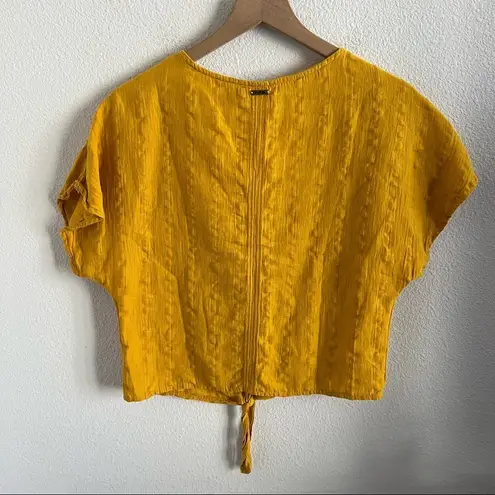 prAna  Summer Fun Top Golden Mustard Crop Button Front Athleisure Travel Small