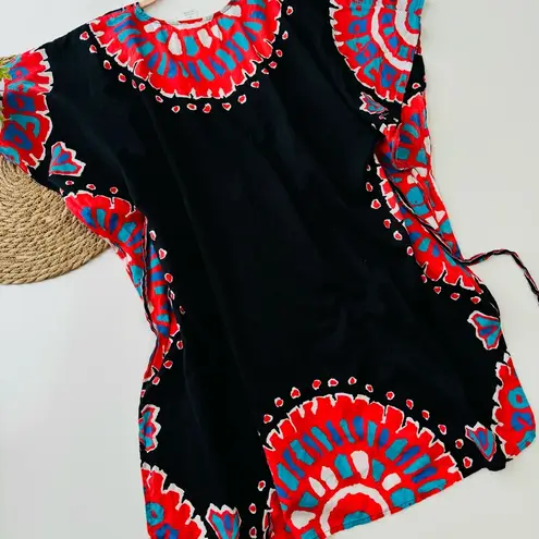 Trina Turk  | GUC Black & Multi Colored Beach Coverup Deep V w/ Tie Back Size S