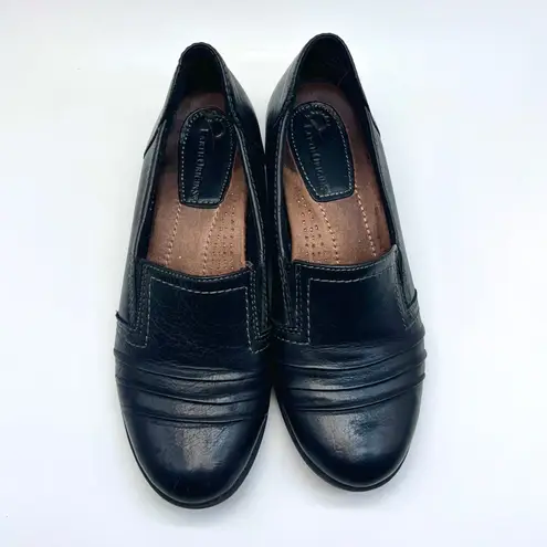 Earth Origins Laughlin Black Leather Slip-On Comfort Loafers Shoes Size 6.5