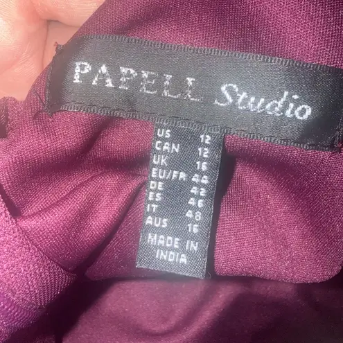 Papell Studio Beaded Art Deco Gown Plum Evening Dress Size 12 Mother of Bride Purple