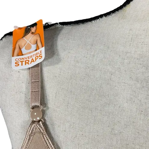 Warners Easy Does It Medium Convertible Bra Comfort Band Padded Cups Adjustable Tan