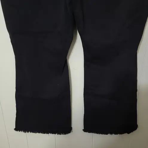 NYDJ Trinity Jeans Womens Black Denim Wide Leg Ankle Frayed Hem Size 20