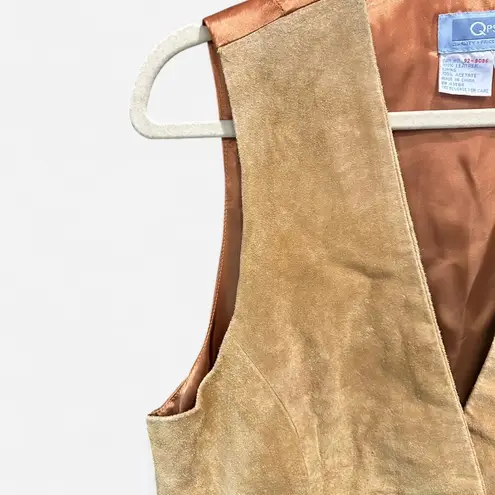 Vintage Tan Suede Leather Vest 100% Genuine Leather 90s Minimalist Preppy Size M