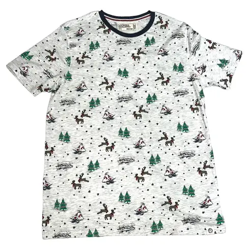 Free Planet T-Shirt Christmas Print All Over Santa Short Sleeve