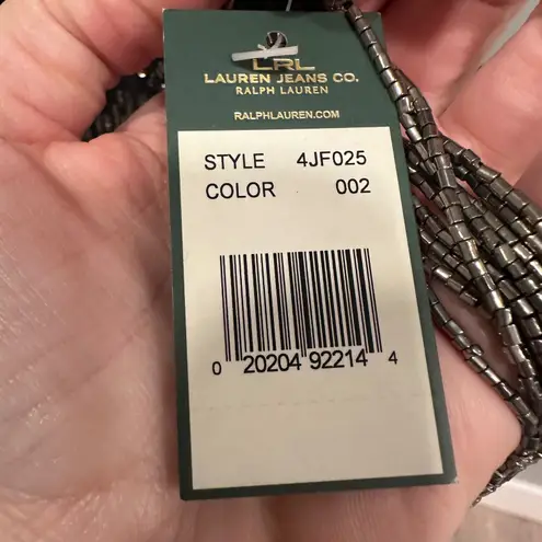 NWT Ralph Lauren Jeans Co Black Beaded Fringe Scarf Wool Blend Knit