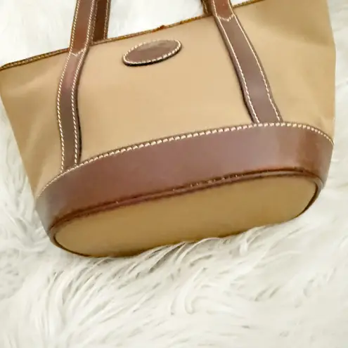 HUNTING WORLD | Canvas Leather Tote Bag Zipper Top Taupe Tan Brown Trapeze