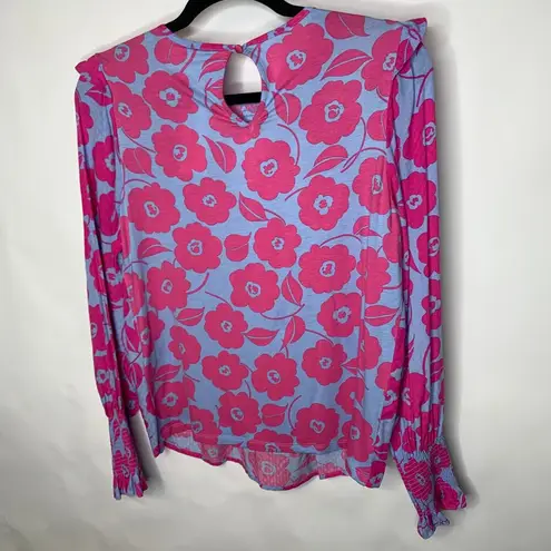 Charter Club NWT Pink Periwinkle Blue Mod Floral Blouse Sz XS
