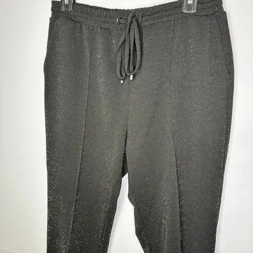 Imperial Black Sparkle High Rise Ankle Drawstring Straight Jogger Pants Medium