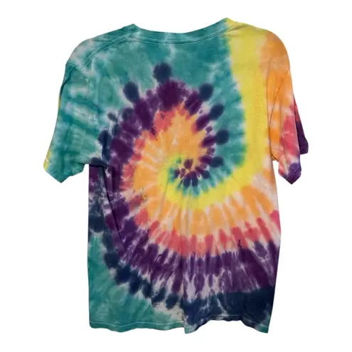 Cozumel Mexico Hand Tie Dye Short Sleeve Graphic Tee Shirt Rainbow Medium Pink