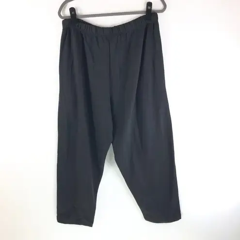 Roamans Sweatsuit Set Top Pants Scoop Neck Pull On Gray Black L 18/20 Petite Size 18P