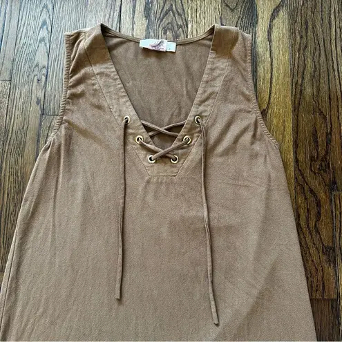 Sans Souci 🦋 Brown velvet pullover tie dress Small