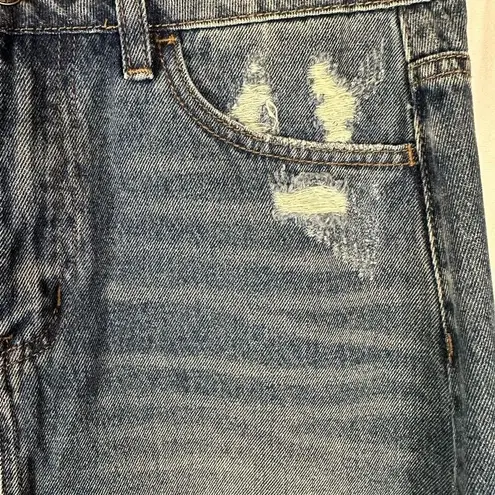 Vervet by Flying Monkey Denim Claudia Skirt Distressed Raw Hem Mini Blue S