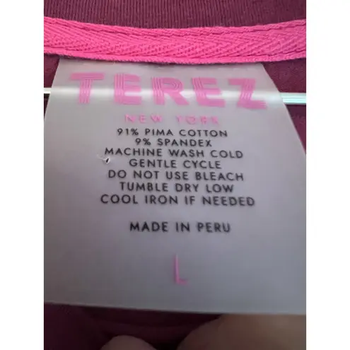 Terez Black Raspberry Bliss Long-Sleeve Twist-Front Tee Womens Size L