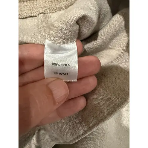 J.Jill  Women's Linen Pants XL Beige Elastic Waist Casual Wide Leg Cropped Relax