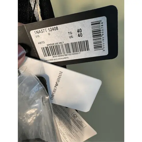 Emporio Armani NWT Draped Metallic-Stripe Strapless Dress Black Size IT 40/US 4