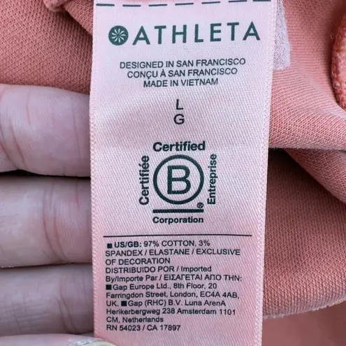 Athleta  Sundown Alliance Hoodie Sweatshirt Orange Women L V-Neck‎ Relaxed Comfy