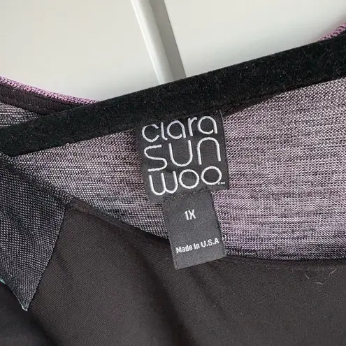 Clara Sun Woo Dress Size 1X Black Abstract Flowy Tunic Wrinkle
