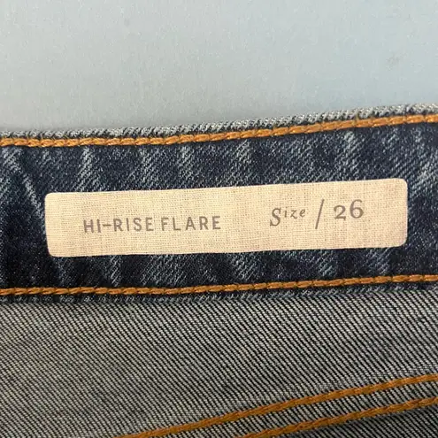 Anthropologie Pilcro Embroidered Floral Cropped Flare Jeans Blue Size 26