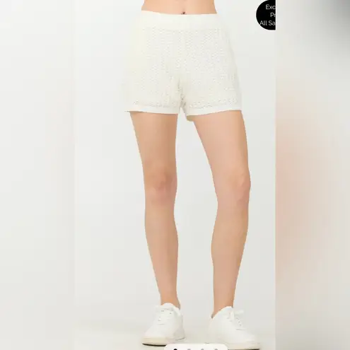 Vintage Havana White Open Crochet Shorts