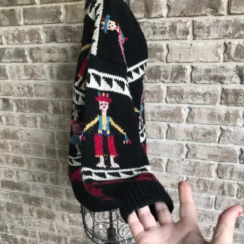 Lord & Taylor Cardigan Sweater Folkart Alpaca VTG PRICE FIRM Black Size M