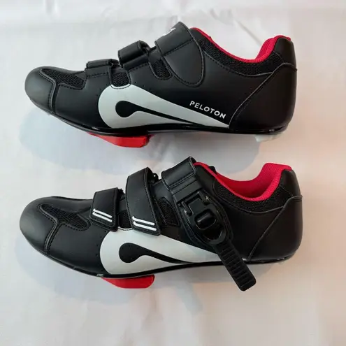Peloton Black & Red Cycling Shoes with Cleats - Size 39/8.5