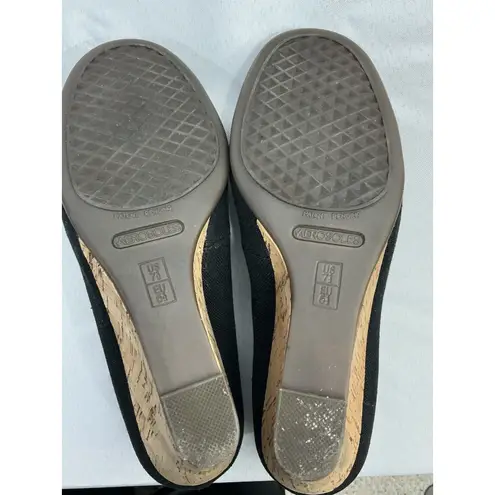 Aerosoles Womans Heel Rest Pumps Cork Wedge 7.5 M Black Slip On Round Toe