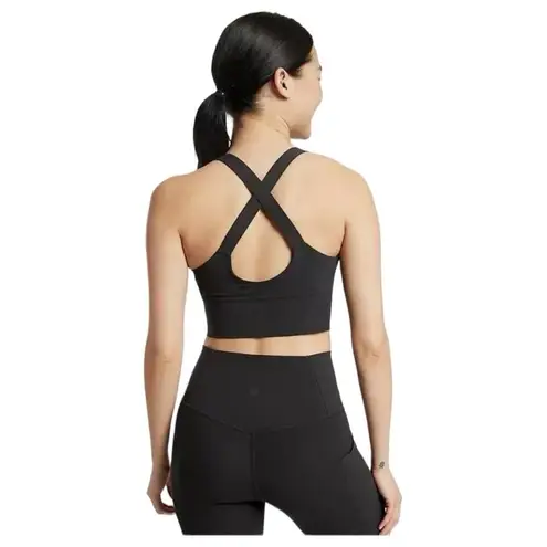 Athleta  Top Womens M Sports Bra Formation Longline Workout Criss Cross Black