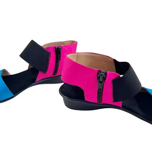 SESTO MEUCCI Eirlys Sling Back Sandals Blue Pink Soft Nubuck Italy Size 9