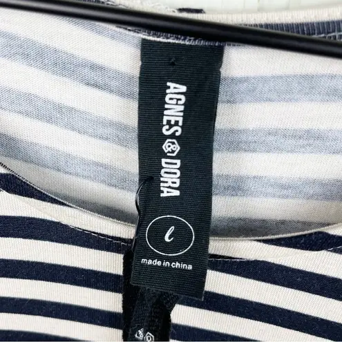 Agnes & Dora NEW Sleeveless Tunic Swing Dress Black White Stripe Size Large