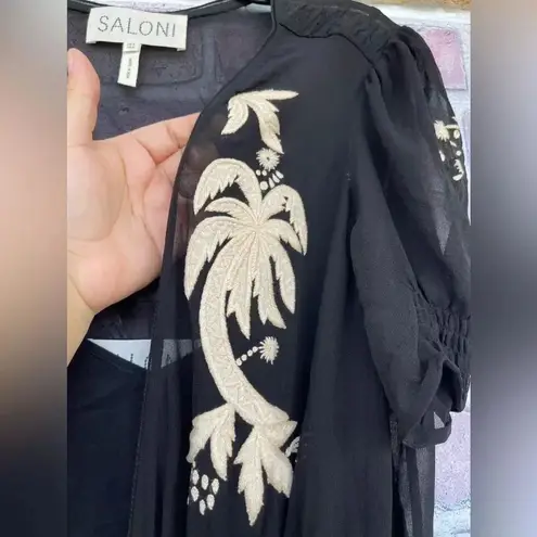 Saloni Leah Robe silk Dress w/Slip size 0 Black