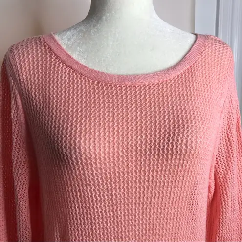 Talbots  open knit cotton tunic sweater Women’s size Large Beachy Vacation Pastel