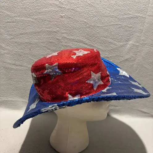 American Stars Sequinned Red and Blue Western Cowboy Patriotic Hat