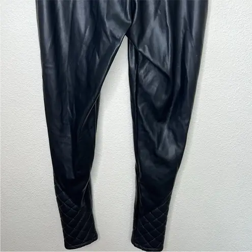 Maniere De Voir Vegan Leather Quilted Leggings Sexy High Waisted Black Tight sz8