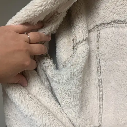 Love Stitch Faux SuedeFur Lined Drape Collar Asymmetrical Jacket Size Small Tan