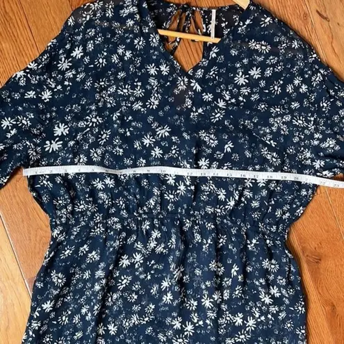 Free People EUC  Wallflower Navy Blue Floral Sheer Midi Dress Unlined XS